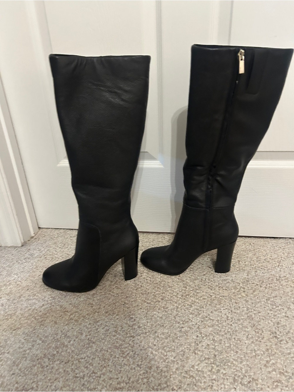 Kenneth Cole Tall Black Block Heel Knee Boots